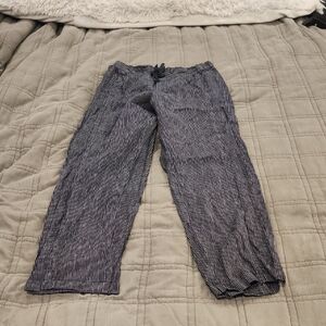 J. Jill Navy and White Striped Linen Cropped Pants Size S!